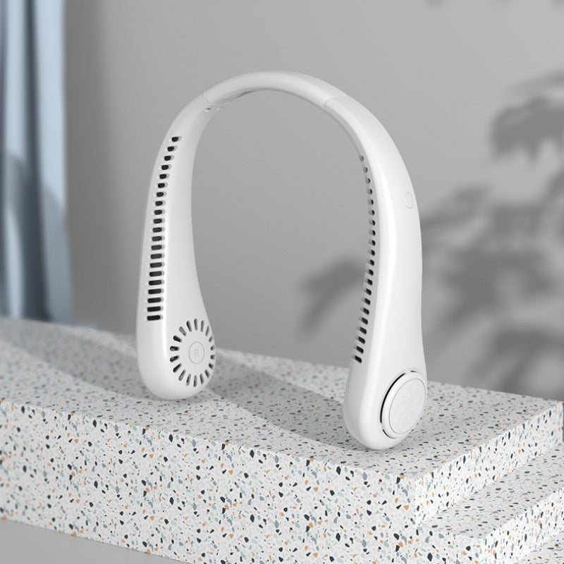 "Portable Bladeless Neck Fan with Digital Display | 3-Speed Hands-Free Cooling"