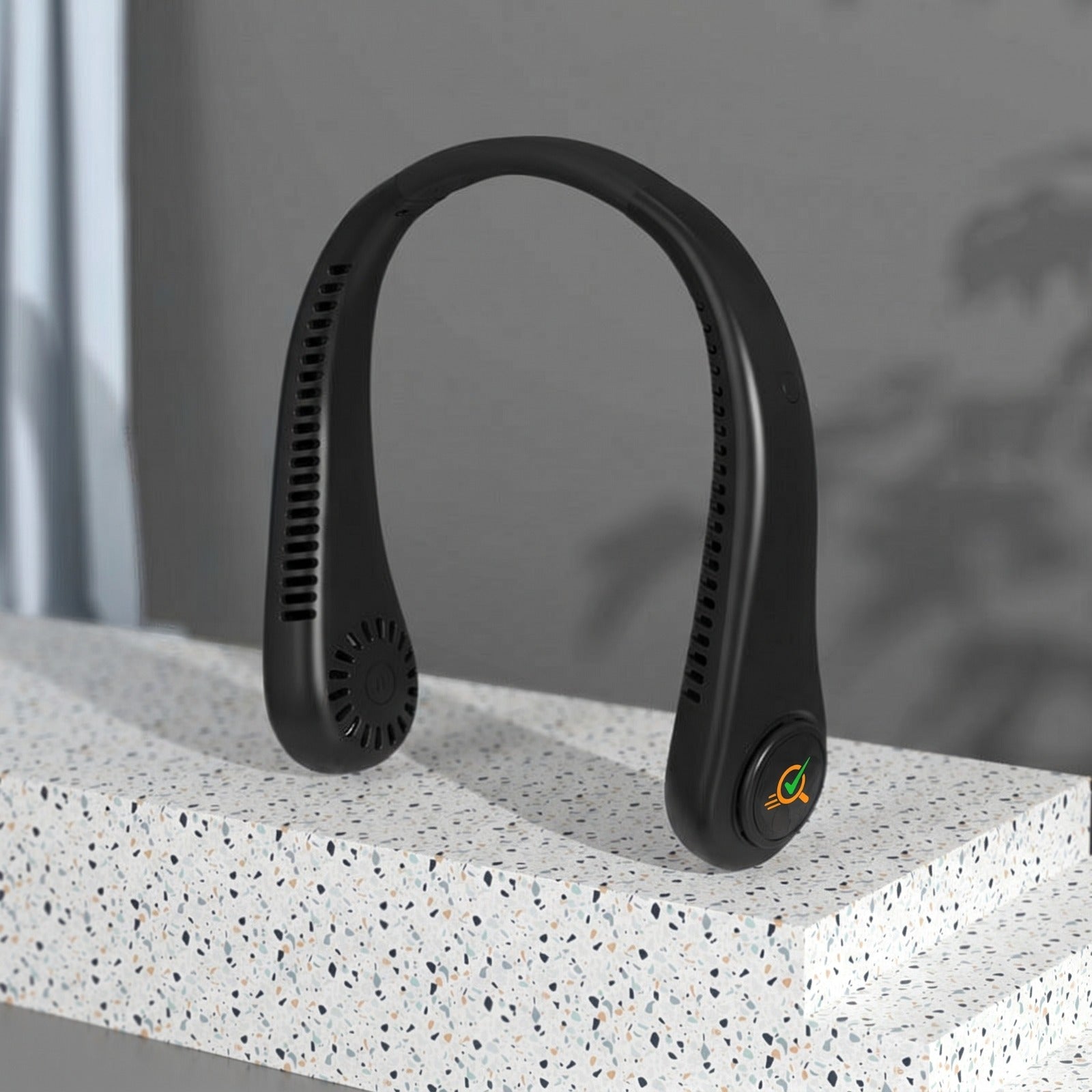 "Portable Bladeless Neck Fan with Digital Display | 3-Speed Hands-Free Cooling"
