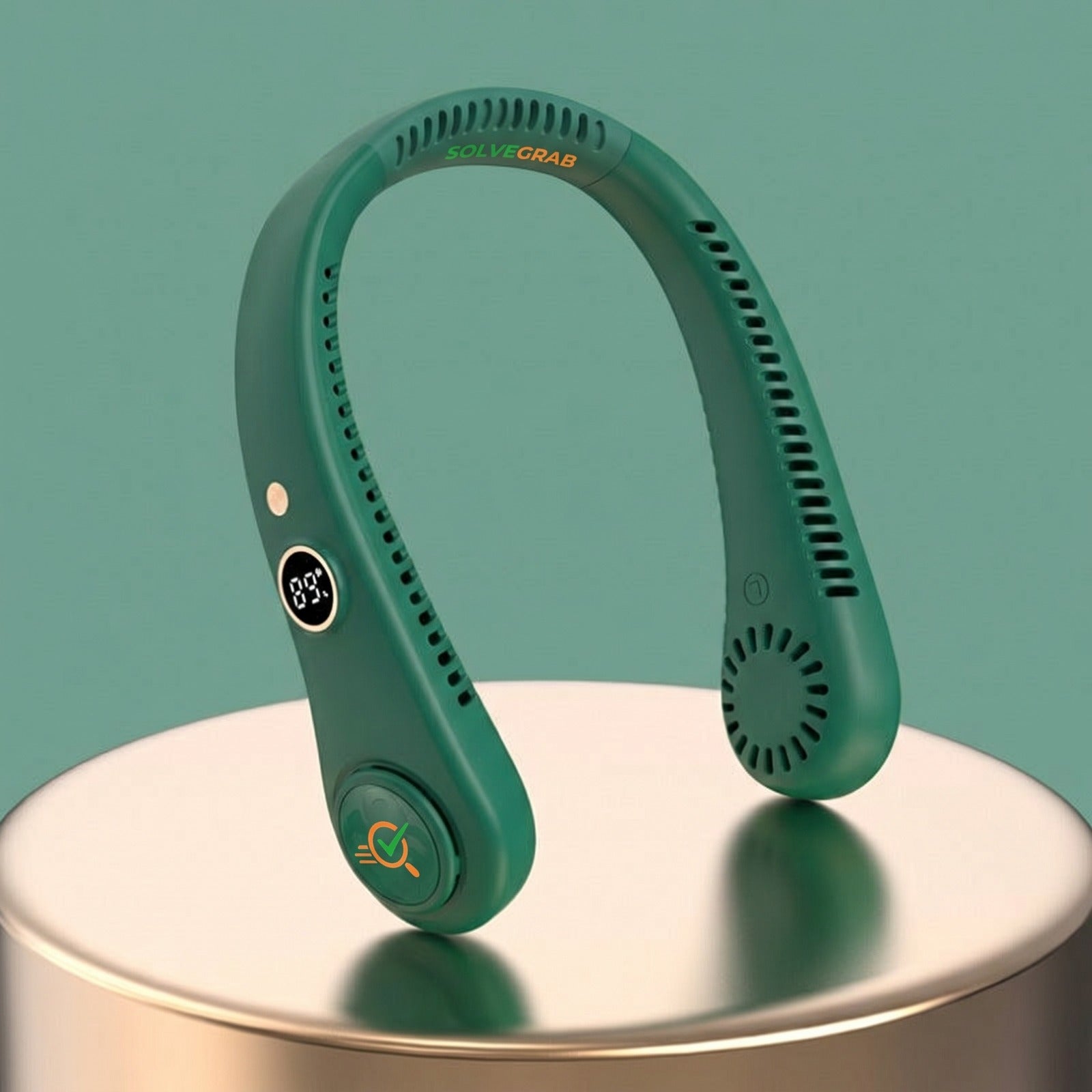 "Portable Bladeless Neck Fan with Digital Display | 3-Speed Hands-Free Cooling"