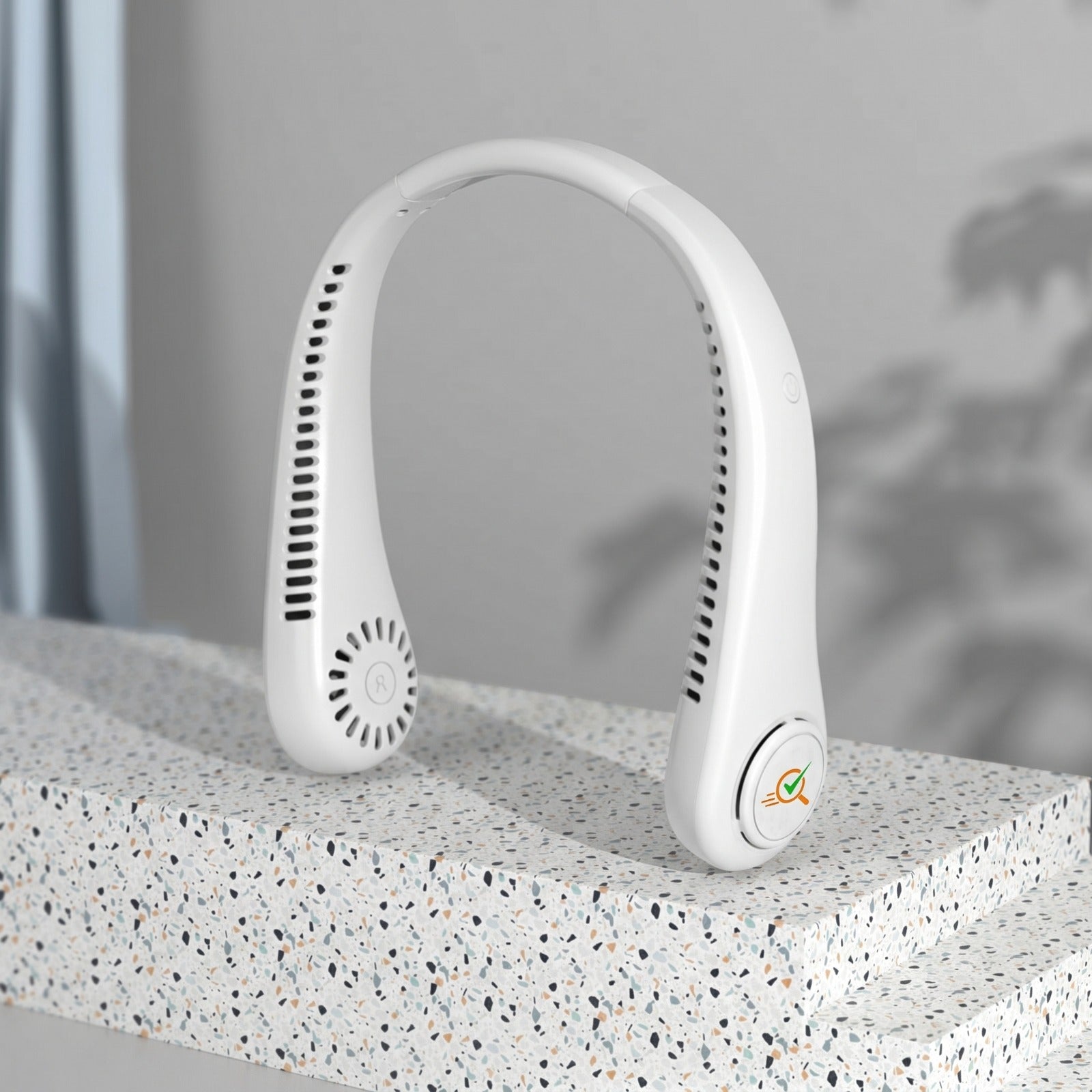 "Portable Bladeless Neck Fan with Digital Display | 3-Speed Hands-Free Cooling"